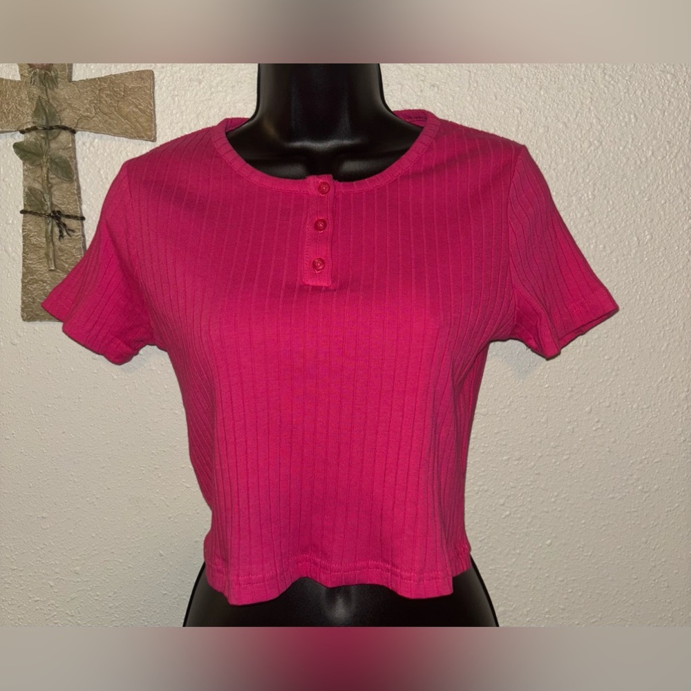 Rosio Pink Ribbed Croptop